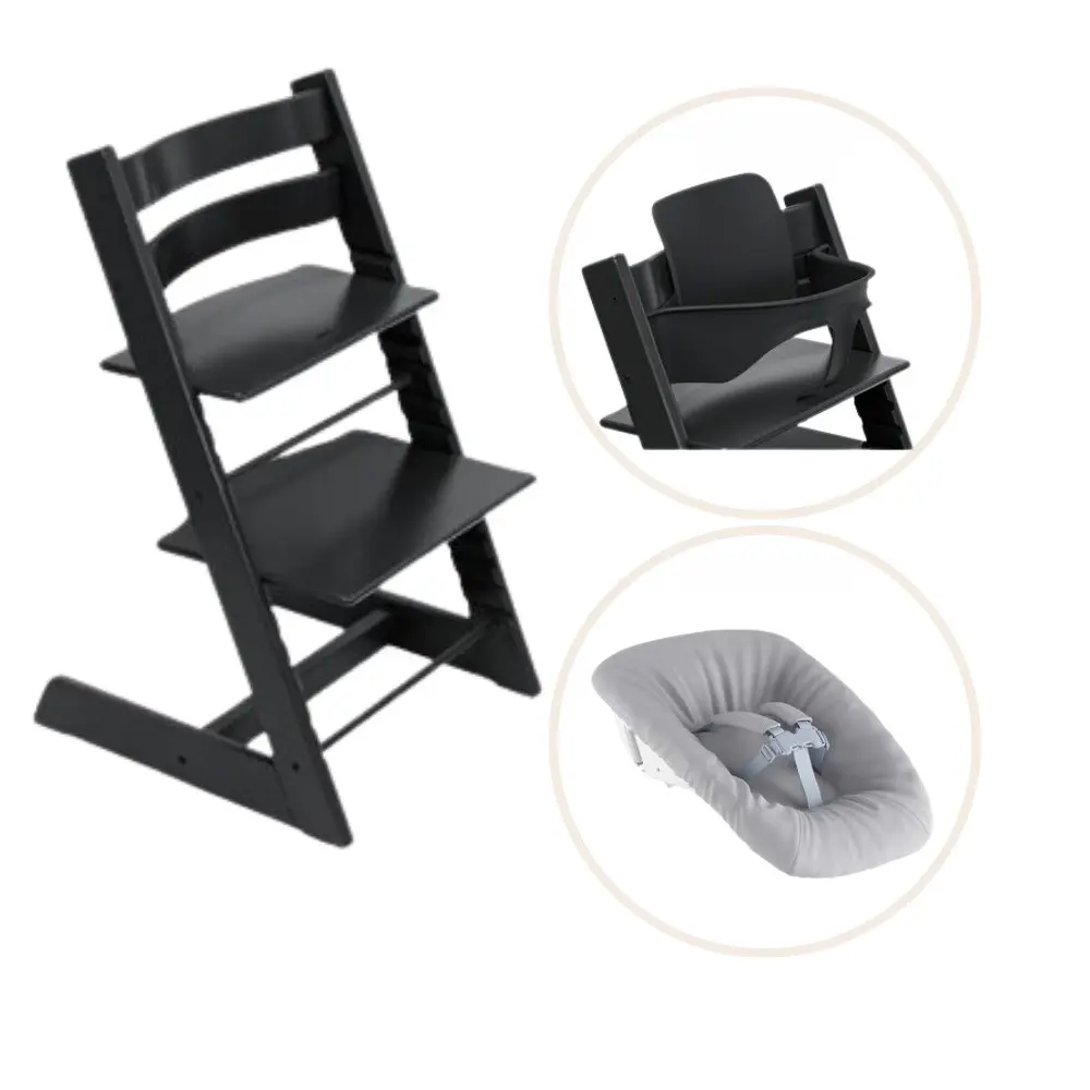 Stokke&reg; Tripp Trapp Stol Bok Inkl. Newborn Set & Babyset - Black