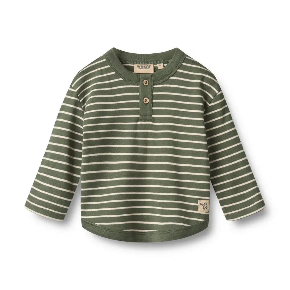 Wheat Osvald Tröja - Dark Green Stripe - 92