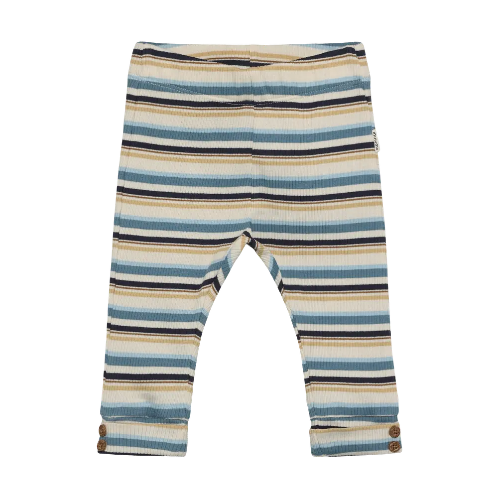 Rib Byxor m. Ränder - Moonstone - 62 | Barnkläder - Underdelar - Byxor | BabyMode