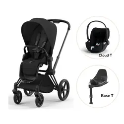 Priam Sittvagn + Cloud T + Basenhet T - Sepia Black/Matt Black Plus | Barnvagnar | BabyMode