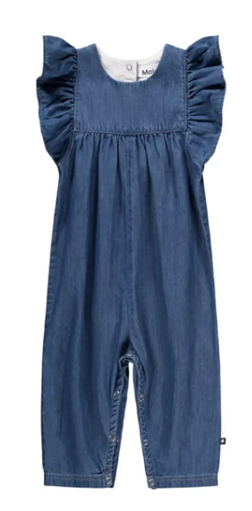 Molo Fifi Hängselbyxor - Mid Blue Wash - 80