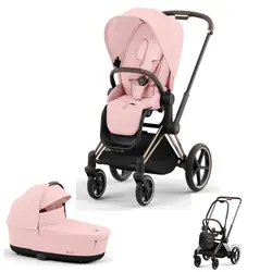 Cybex E-Priam Duovagn - Peach pink/Rosegold | Barnvagnar | BabyMode