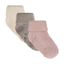 Babyribbsockor med ABS, 3-pack - Rose Smoke