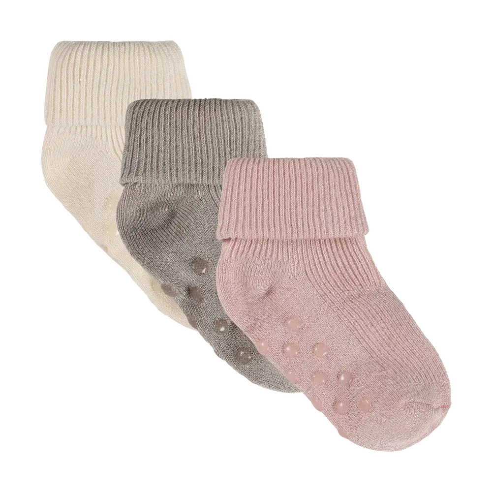 Babyribbsockor med ABS, 3-pack - Rose Smoke - 15\18 | Barnkläder - Strumpor & strumpbyxor - Strumpor | BabyMode