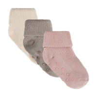 Babyribbsockor med ABS, 3-pack - Rose Smoke