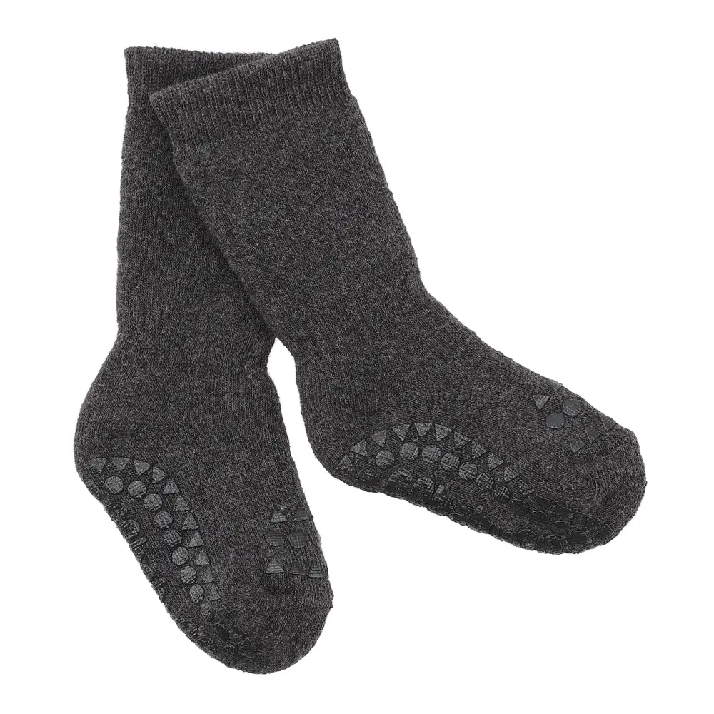 Halkstrumpor Bomull Terry - Dark Grey Melange - 27/30 | Barnkläder - Strumpor & strumpbyxor - Halkfria strumpor | BabyMode