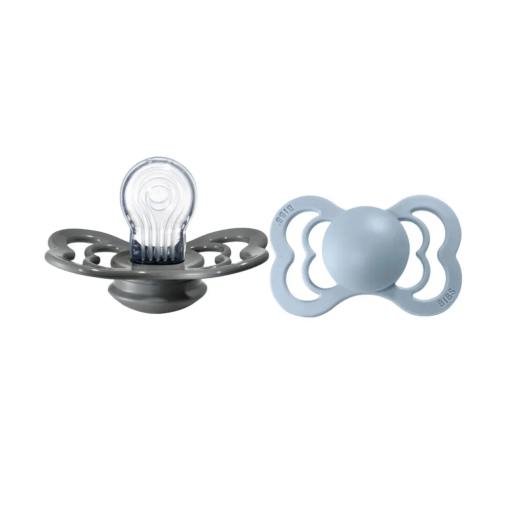 Napp Supreme 2-pack Silikon Symmetrisk 6-18 mån - Iron/Baby Blue | Baby & Barn - Sköta - Nappar | BabyMode