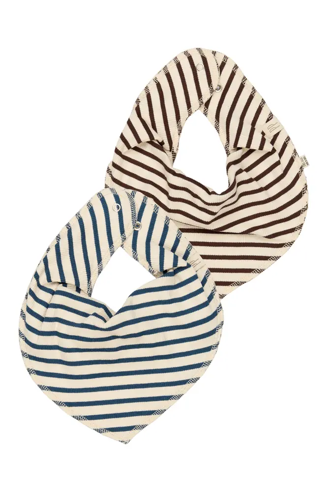 Petit Piao Sky Bib 2-Pack - Chestnut Striped - ONE SIZE