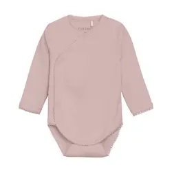 Långärmad Omlottbody Rib - Pale Mauve Melange | Kläder - Bodys & overaller - Omlottbody | BabyMode
