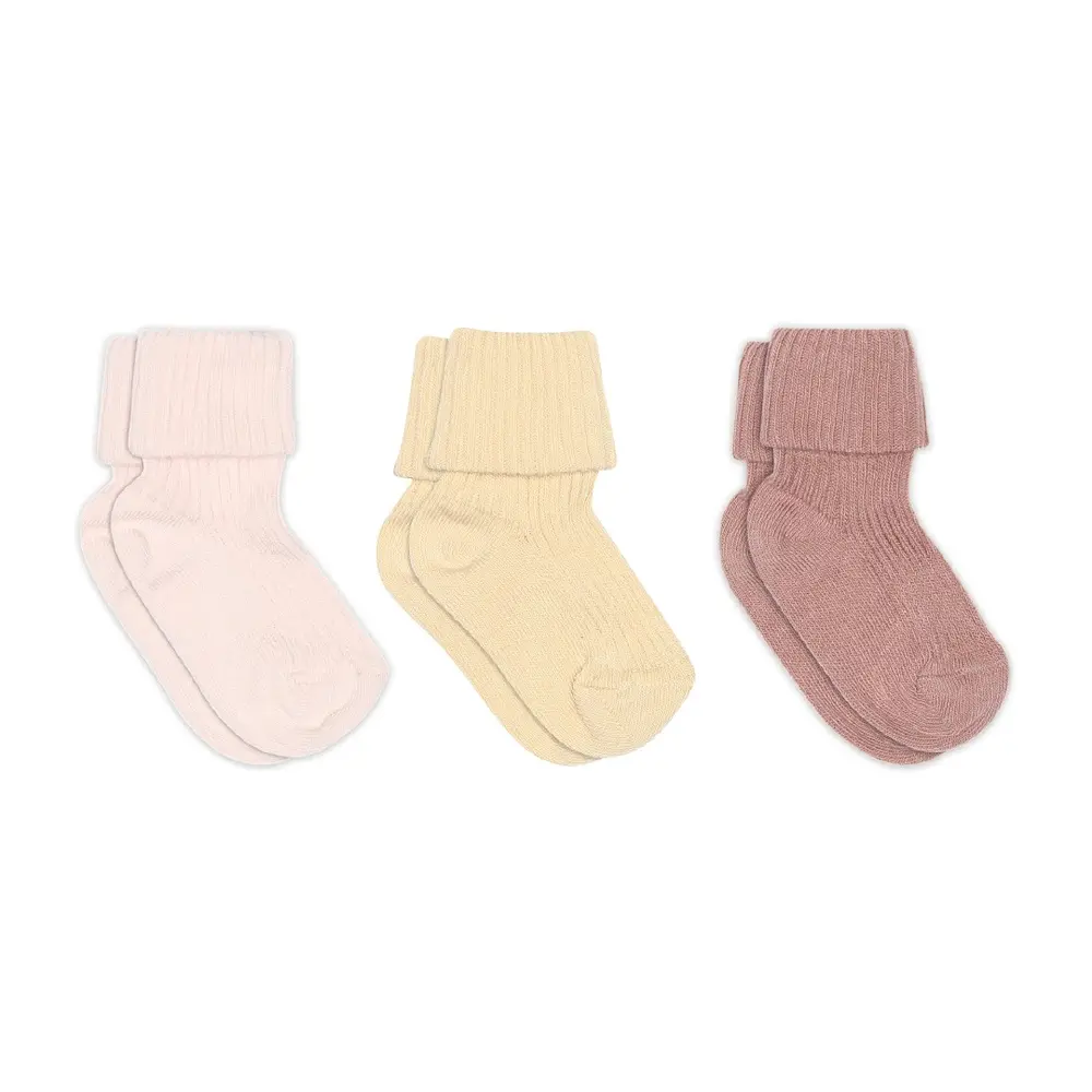 Ribe babystrumpor, 3-pack - Woodrose - 19/21 | Barnkläder - Strumpor & strumpbyxor - Strumpor | BabyMode