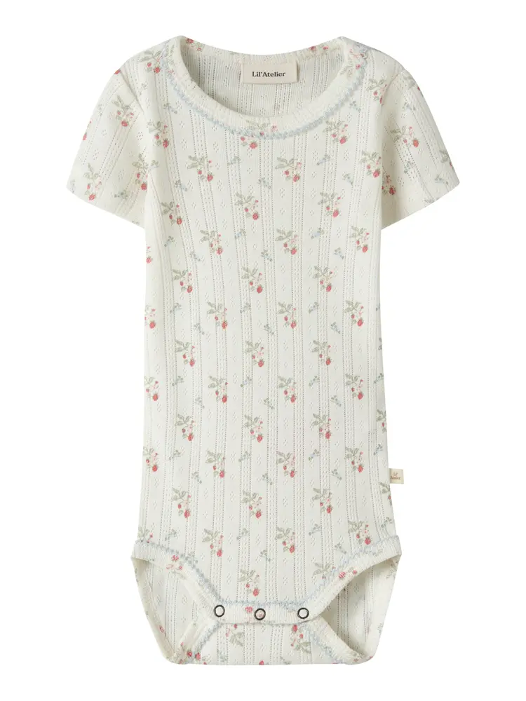 Lil Atelier Rachello Duna Kortärmad Slim Body - Coconut Milk - 86 | Barnkläder - Bodys & overaller - Kortärmad body | BabyMode
