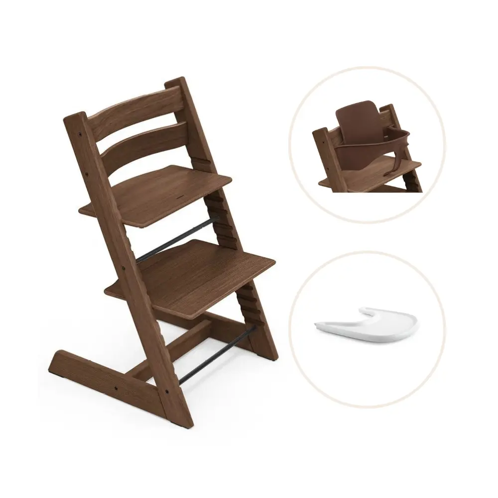 Stokke&reg; Tripp Trapp Stol Oak Inkl. Babyset & Bricka - Warm Brown