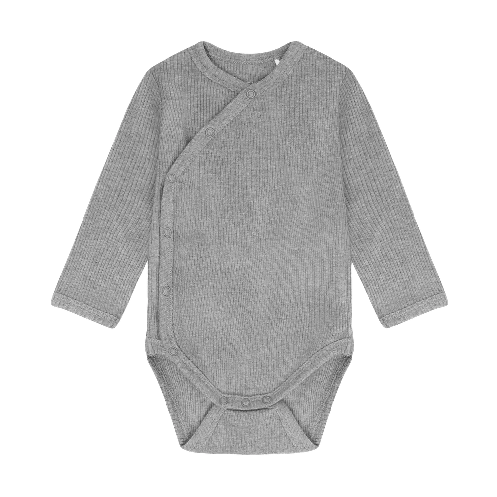 Fixoni Långärmad Wrap Body Rib - Flint Gray Melange - 50