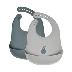 Silikon Haklapp 2-Pack - Lead | Baby & Barn - Äta - Haklappar | BabyMode