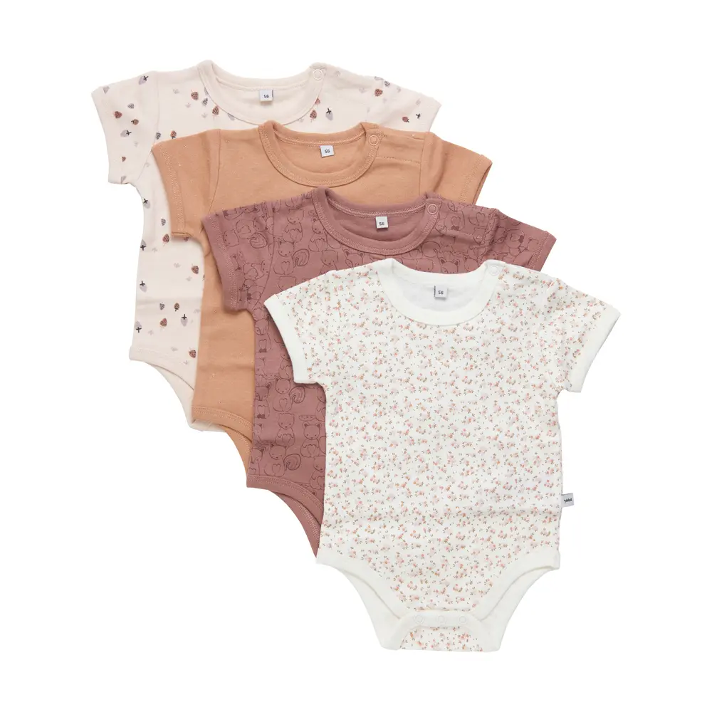 Kortärmad Body 4-pack - Burlwood - 74 | Barnkläder - Bodys & overaller - Kortärmad body | BabyMode