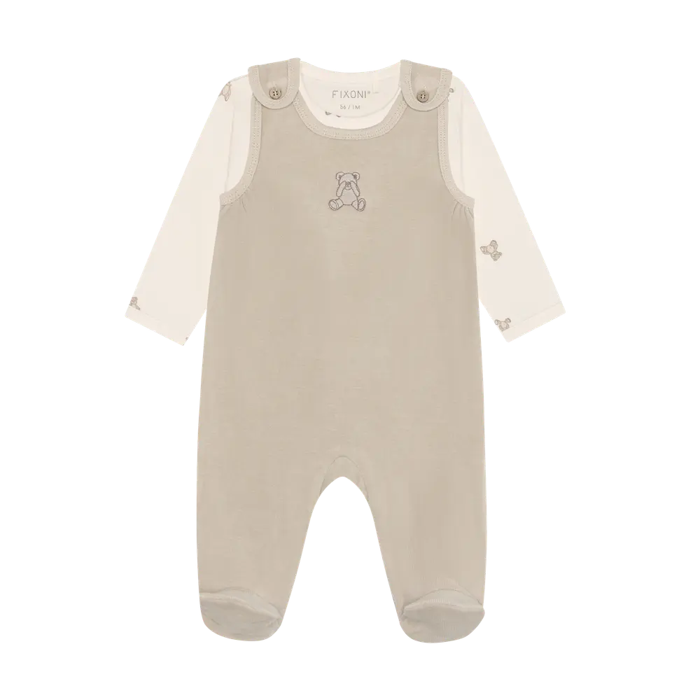 Set m. Body och Velour Romper - Pure Cashmere - 56 | Barnkläder - Set & Multipack - Bodys | BabyMode