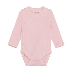 Långärmad Wrap Body Melange Rib - Bleached Mauve Melange | Kläder - Bodys & overaller - Omlottbody | BabyMode