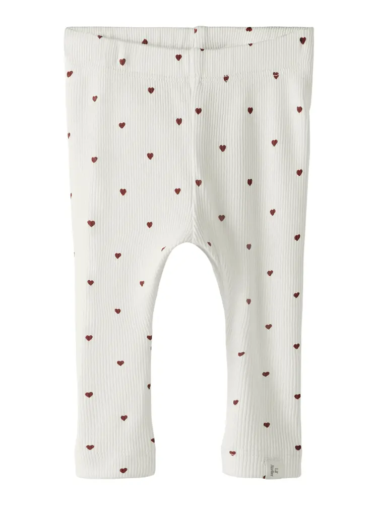 Lil Atelier Gago Slim Leggings - Coconut Milk Heart - 62 | Barnkläder - Underdelar - Leggings | BabyMode