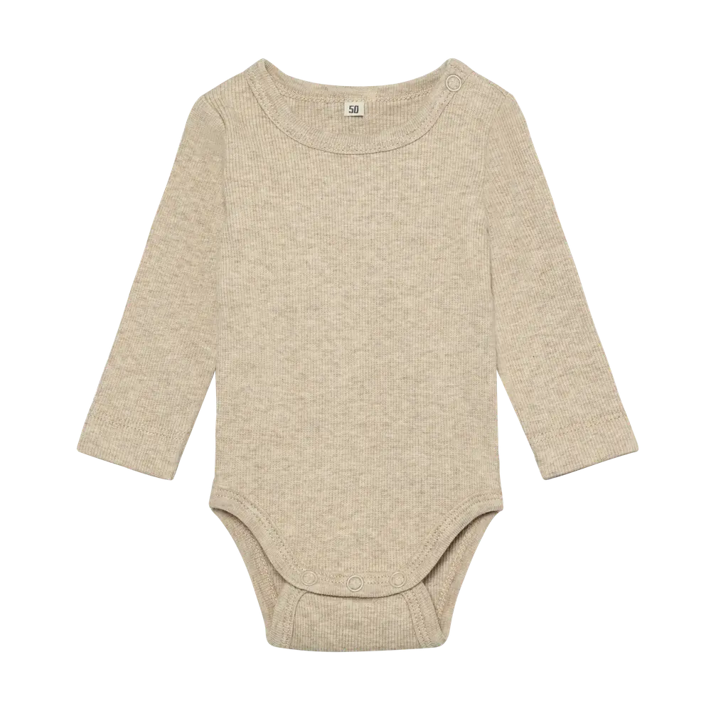 Långärmad Body - Silver Mink Melange - 70 | Barnkläder - Bodys & overaller - Långärmad body | BabyMode