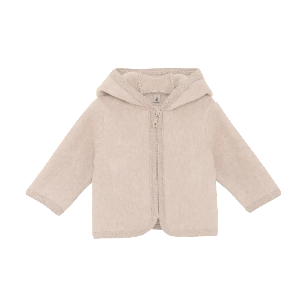 Jacka m. Öron, bomullsfleece - Camel Melange - 92