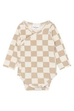 Theo Långärmad Wrap Body - Humus Check | Barnkläder - Bodys & overaller - Långärmad body | BabyMode