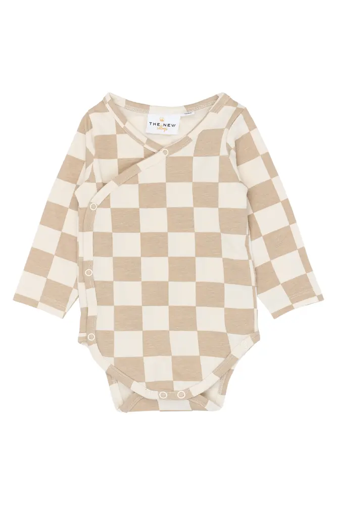 Theo Långärmad Wrap Body - Humus Check - 74 | Barnkläder - Bodys & overaller - Långärmad body | BabyMode