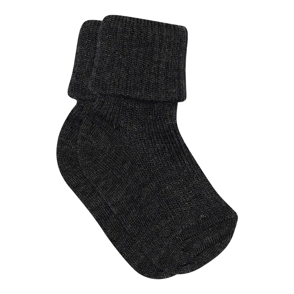 Ankelstrumpor Ull Rib - Antracite - 17/18 | Barnkläder - Ull - Strumpor & ullstrumpbyxor | BabyMode