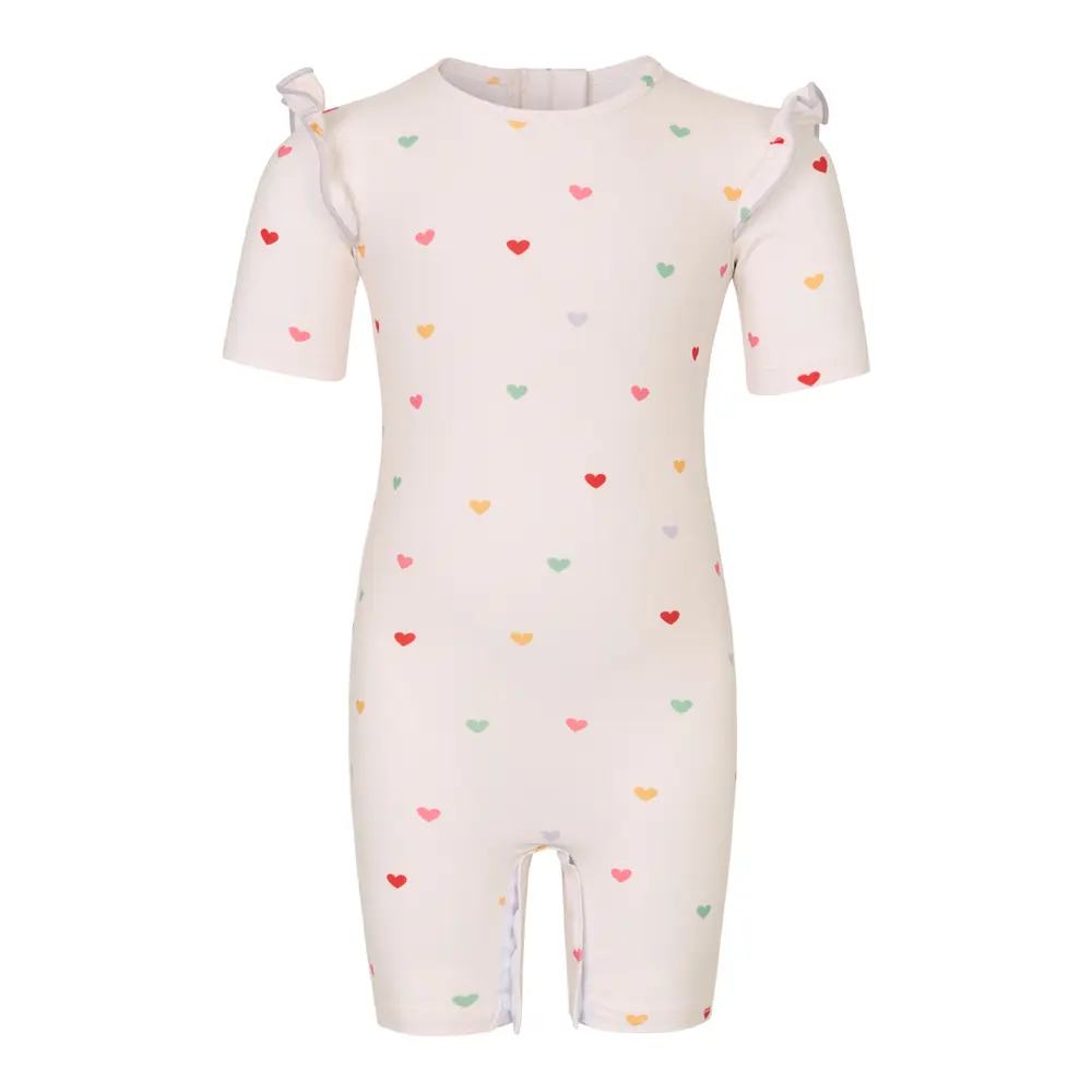 Baddräkt - Hearts - Cream - 6-9 MDR. | Barnkläder - Badkläder - UV-badkläder | BabyMode
