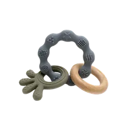 Bitleksak i Silikon med Bläckfisk & Trä - Blå/Grön | Leksaker - Babyleksaker - Bitringar & skallror | BabyMode