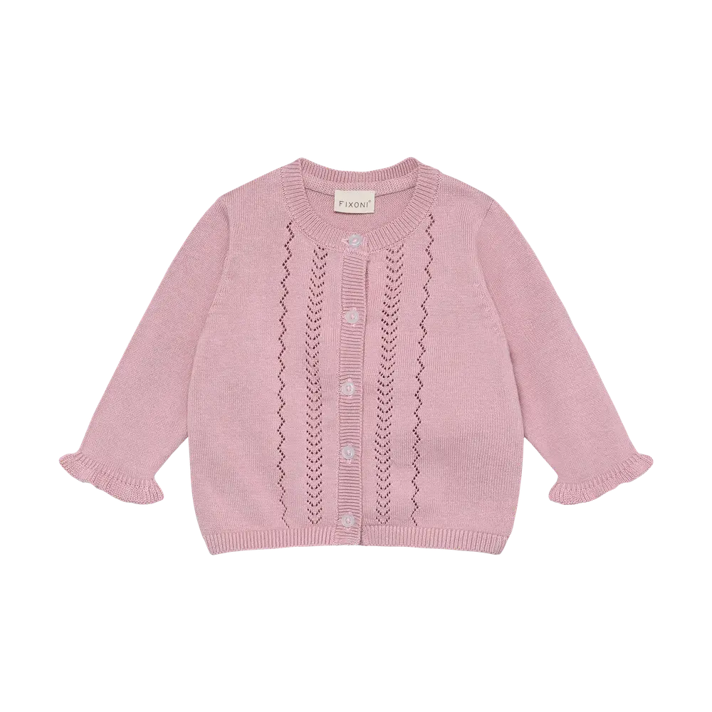 Stickad Kofta - Bleached Mauve - 56 | Barnkläder - Toppar - Koftor, västar & tröjor | BabyMode