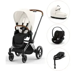 Priam duovagn off white/chrome brown inkl. Cloud G och Bas G - magic black | Barnvagnar | BabyMode