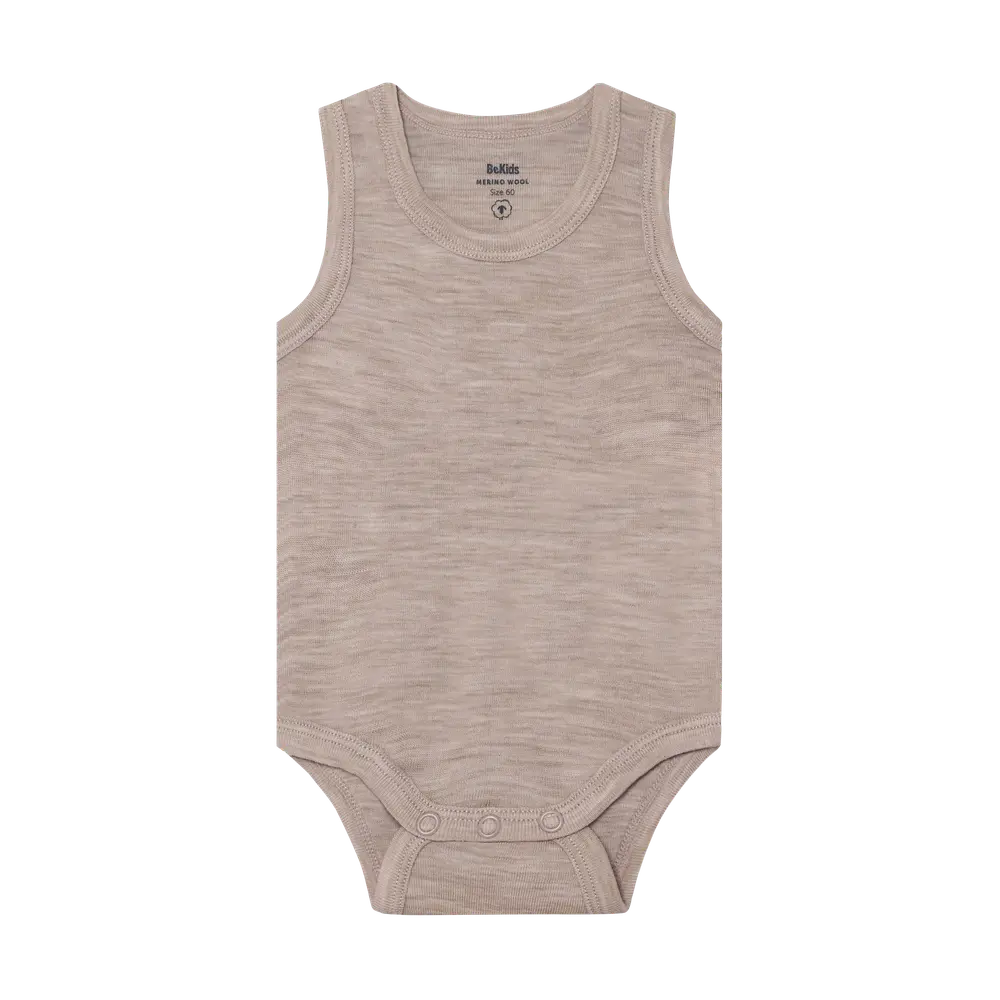 BeKids Ullbody Utan Ärmar - Mocha Meringue Melange - 90