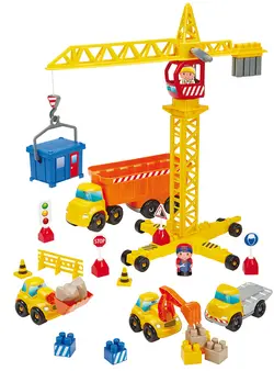 Byggarbetsplats med Kran, Fordon & Figurer | Leksaker - Bilar & maskiner - Leksaksbilar | BabyMode