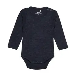 Långärmad Body Ull - Sky Captain Melange | Kläder - Ull - Ullbodys | BabyMode