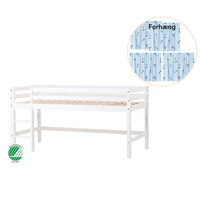 ECO Dream Halvhög säng (delbar) vit 90x200, med blått gardin