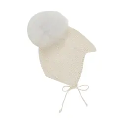 Balaclava Pompom Alpaca Ull - Off-White | Kläder - Mössor, vantar och tossor - Mössor & balaclavas | BabyMode