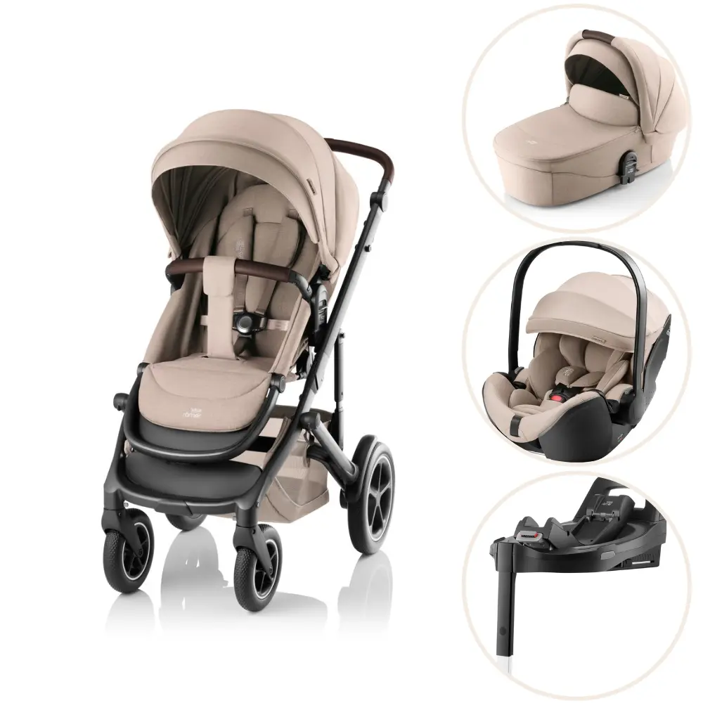 Britax Römer Smile 5Z Style Duovagn inkl. Baby-Safe Pro Babyskydd och Vario Base 5Z – Teak | Barnvagnar - Barnvagnspaket | BabyMode