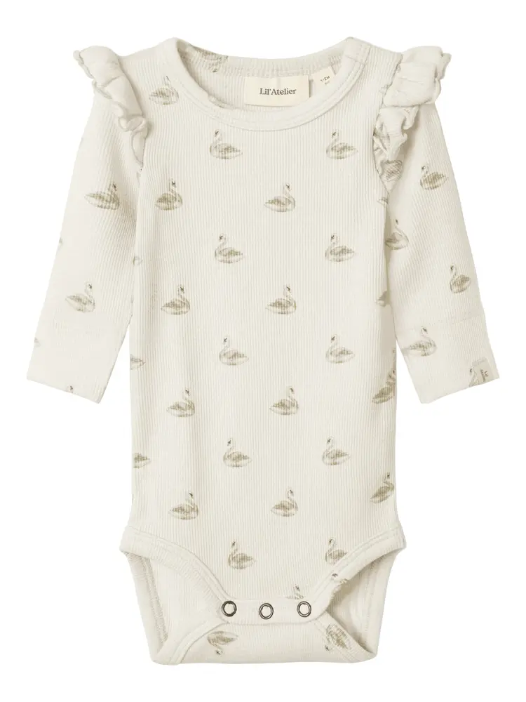Lil Atelier Gavo Slim Långärmad Body - Pastel Parchment - 56 | Barnkläder - Bodys & overaller - Långärmad body | BabyMode