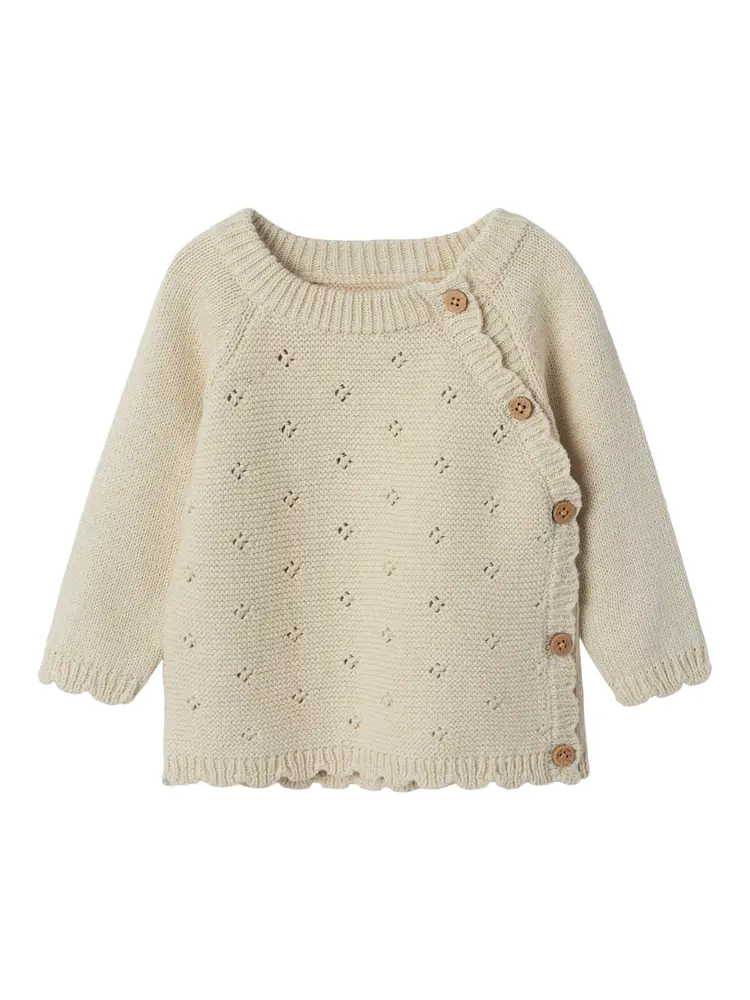 Stickad Omlottröja Laguna - Turtledove - 86 | Barnkläder - Toppar - Koftor, västar & tröjor | BabyMode