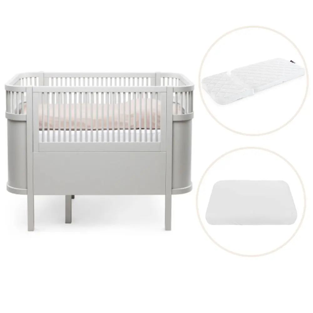 Växasäng 2 i 1 Baby & Juniorsäng - Stone Grey
