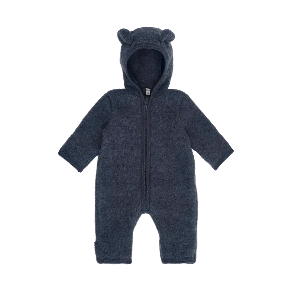 Huttelihut Overall Med Öron I Ullfleece - Ombre Blue Melange - 62