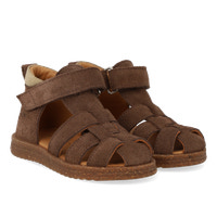 Prewalker Sandal m. Kardborre - Dark Taupe/Sand