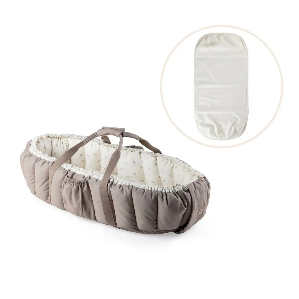 3-in-1 Babynest med madrasskydd - Sophora Leaves | Barnvagnar - Barnvagnstillbehör - Baby nest med handtag | BabyMode
