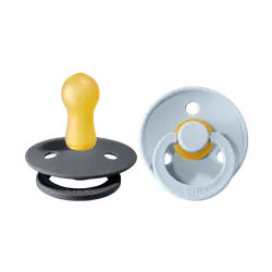 Napp Colour 2-pack Latex Rund 6-18 mån - Iron/Baby Blue | Baby & Barn - Sköta - Nappar | BabyMode