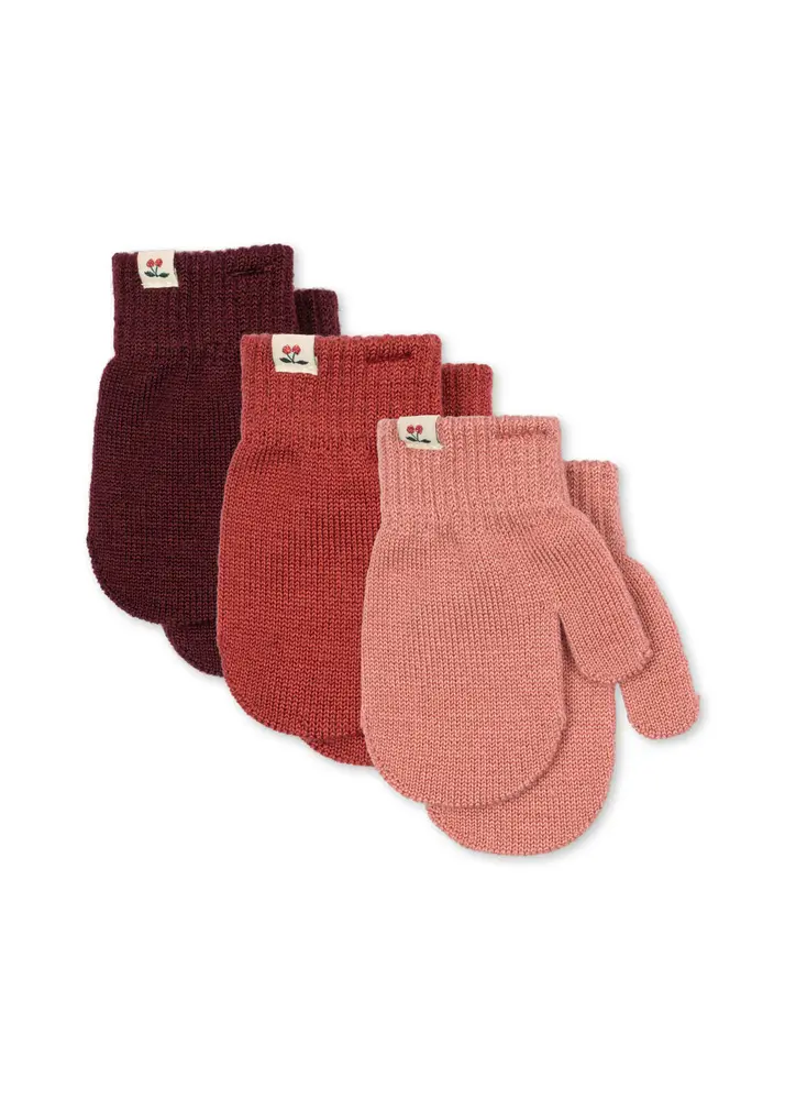 Konges Sløjd Filla Vantar 3-Pack - Rose Mix - ONE SIZE