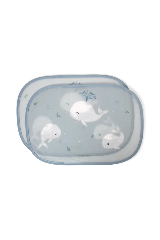 Filibabba Solskydd Bil 2-pack - Christians Whale Tales | Bilbarnstolar - Bilbarnstolstillbehör - Solskydd | BabyMode