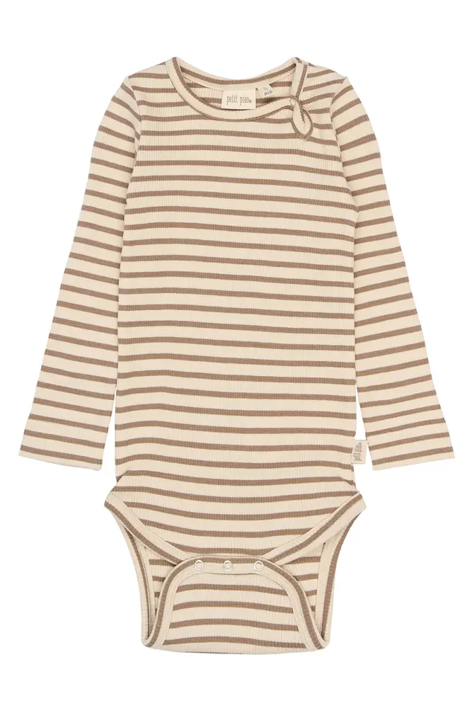 Sky Långärmad Body - Ginger Snap Striped - 92 CM