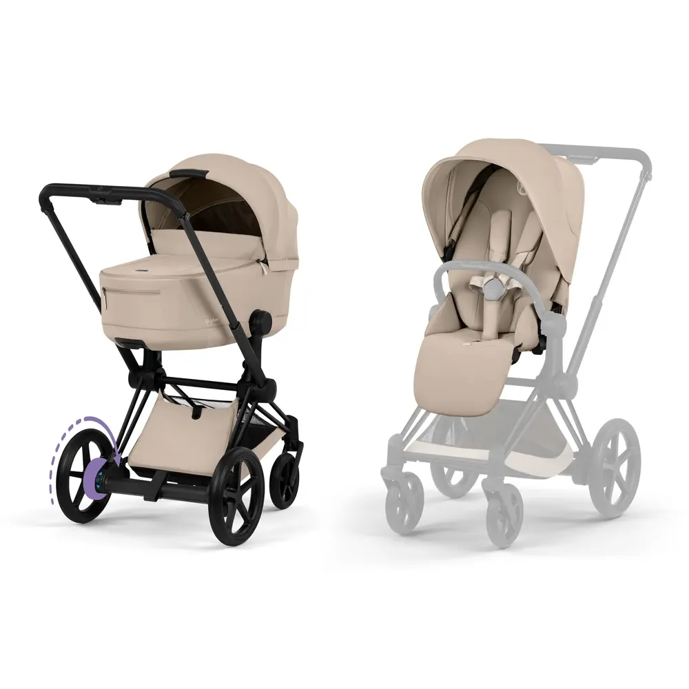 Cybex E-Priam Duovagn Matt Black/Cozy Beige