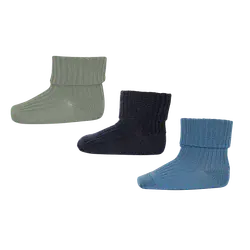 Ull Rib Babystrumpor 3 -pack - Dark Denim Melange | Barnkläder - Ull - Strumpor & ullstrumpbyxor | BabyMode
