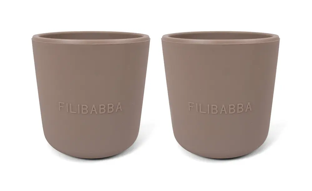 Filibabba Silikonmugg 2-pack - Warm Grey | Baby & Barn - Äta - Barnserviser | BabyMode